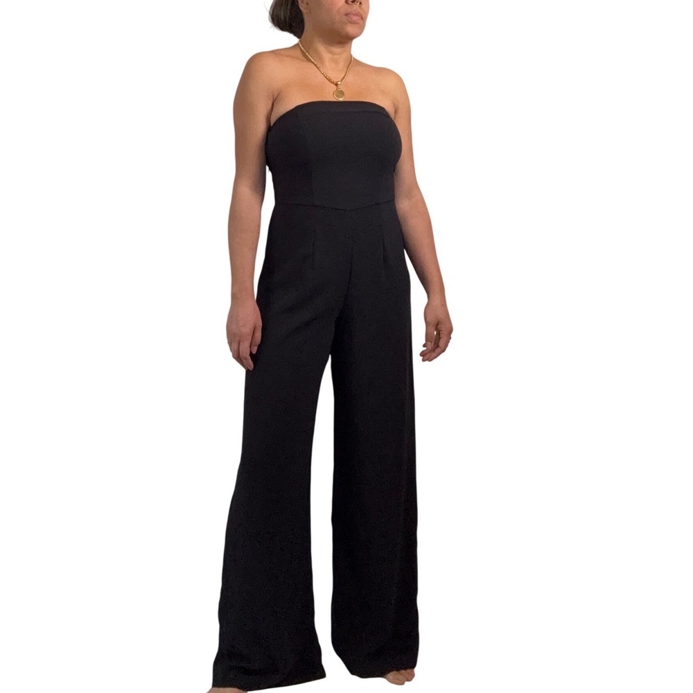 Wild Fable‎ Black Strapless Wide Leg Jumpsuit Palazzo Pants Size M